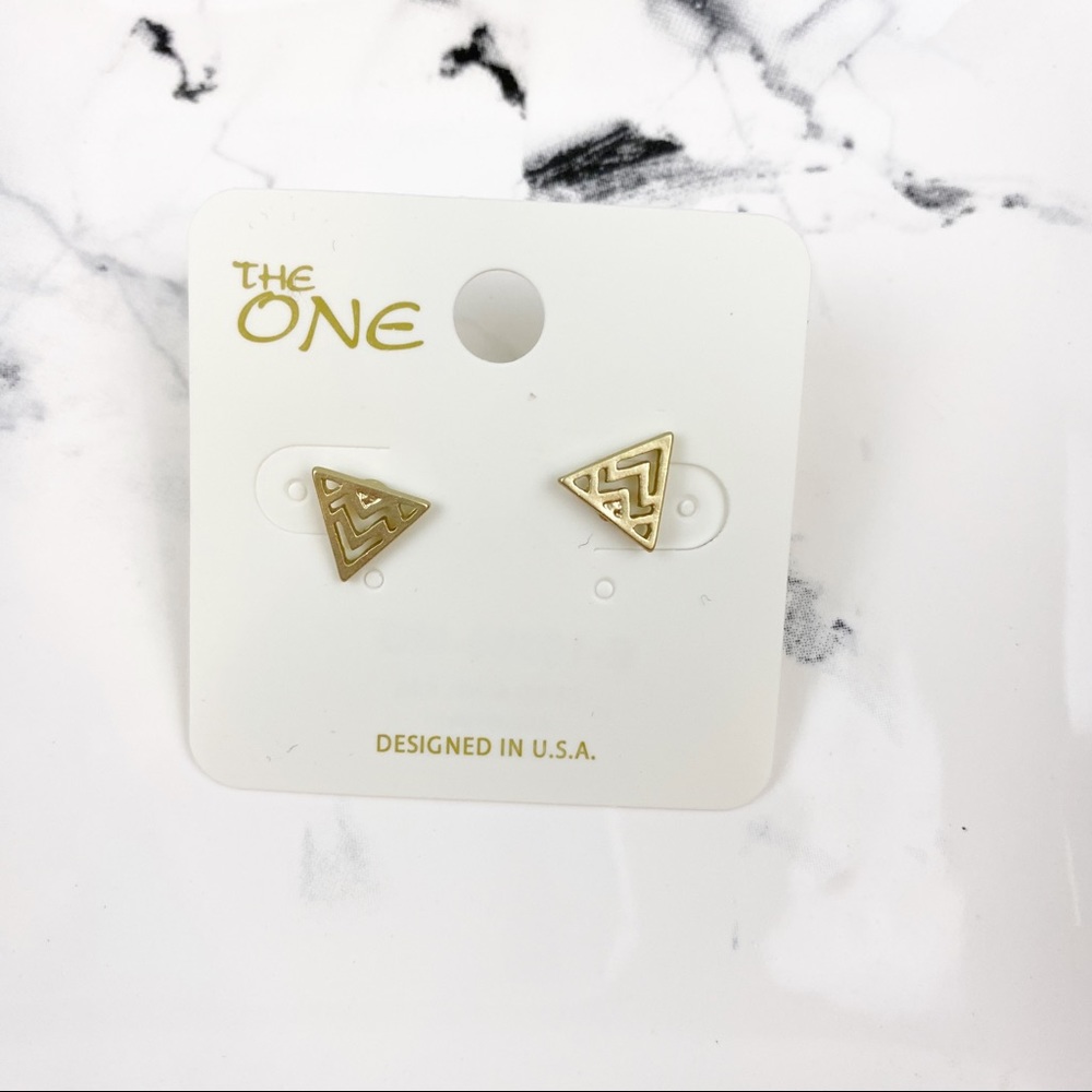 Tiny Dainty Gold Triangle Chevron Stud Earrings